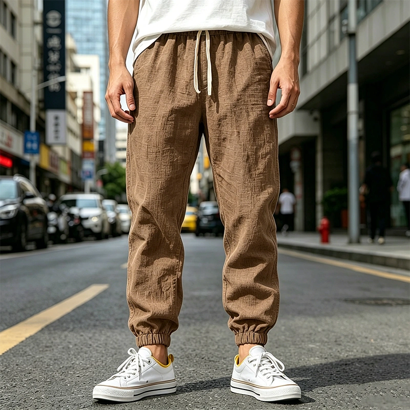 Mivanity Men's Cotton and Linen Casual Breathable Pants