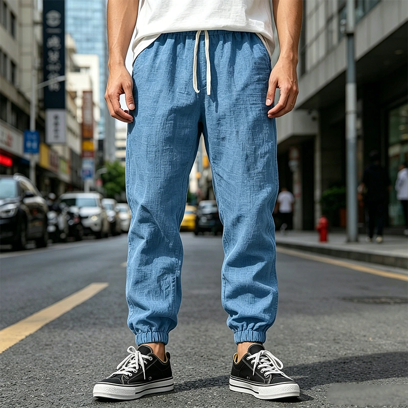 Mivanity Men's Cotton and Linen Casual Breathable Pants