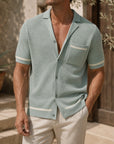 Mivanity Men's Cuban Collar Knit Shirts