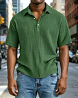 Mivanity Men's Daily Casual Pleated Solid Color Short-sleeved Polo Shirt
