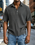 Mivanity Men's Daily Casual Pleated Solid Color Short-sleeved Polo Shirt