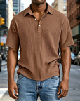 Mivanity Men's Daily Casual Pleated Solid Color Short-sleeved Polo Shirt