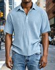 Mivanity Men's Daily Casual Pleated Solid Color Short-sleeved Polo Shirt