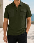 Mivanity Men's Double-Pocket Jacquard Polo Shirts
