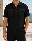 Mivanity Men's Double-Pocket Jacquard Polo Shirts