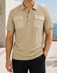 Mivanity Men's Double-Pocket Jacquard Polo Shirts