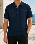 Mivanity Men's Double-Pocket Jacquard Polo Shirts
