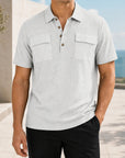 Mivanity Men's Double-Pocket Jacquard Polo Shirts