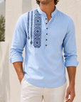 Mivanity Men's Ethnic Print Henley Button-Front Shirts