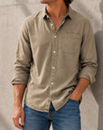 Mivanity Men's Everyday Lapel Pocket Casual Comfort Long Sleeve Shirt