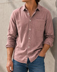 Mivanity Men's Everyday Lapel Pocket Casual Comfort Long Sleeve Shirt