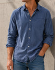 Mivanity Men's Everyday Lapel Pocket Casual Comfort Long Sleeve Shirt