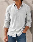 Mivanity Men's Everyday Lapel Pocket Casual Comfort Long Sleeve Shirt