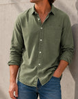 Mivanity Men's Everyday Lapel Pocket Casual Comfort Long Sleeve Shirt