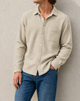 Mivanity Men's Fashion Casual Waffle Fabric Pocket Long Sleeve Lapel Shirt