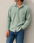 Mivanity Men's Fashion Casual Waffle Fabric Pocket Long Sleeve Lapel Shirt