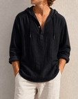 Mivanity Men's Fashion Retro Long Sleeve Loose Casual Henley Shirts