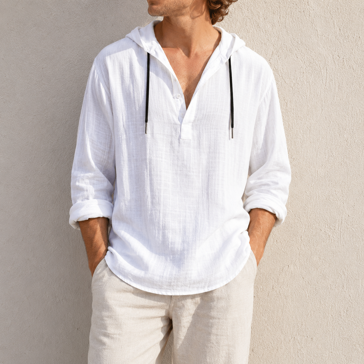 Mivanity Men's Fashion Retro Long Sleeve Loose Casual Henley Shirts