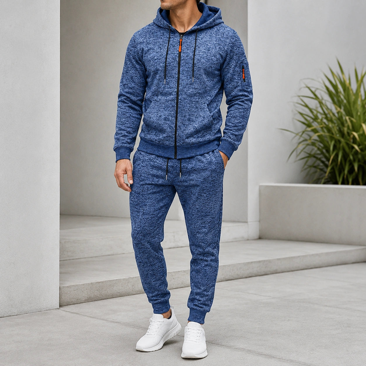 Mivanity Men's Fleece-Lined Hooded Jacket Jogger Pants 2-Piece Winter Sets