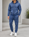 Mivanity Men's Fleece-Lined Hooded Jacket Jogger Pants 2-Piece Winter Sets