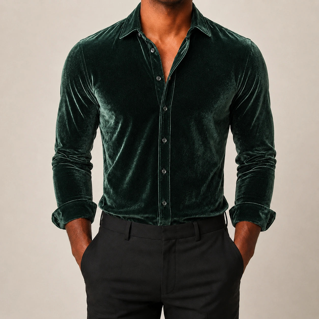 Mivanity Men's Fluid Drape Solid Business Shirts