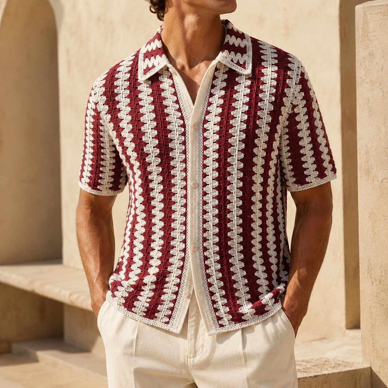 Mivanity Men's French Vintage Knit Polo Shirts
