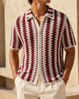 Mivanity Men's French Vintage Knit Polo Shirts
