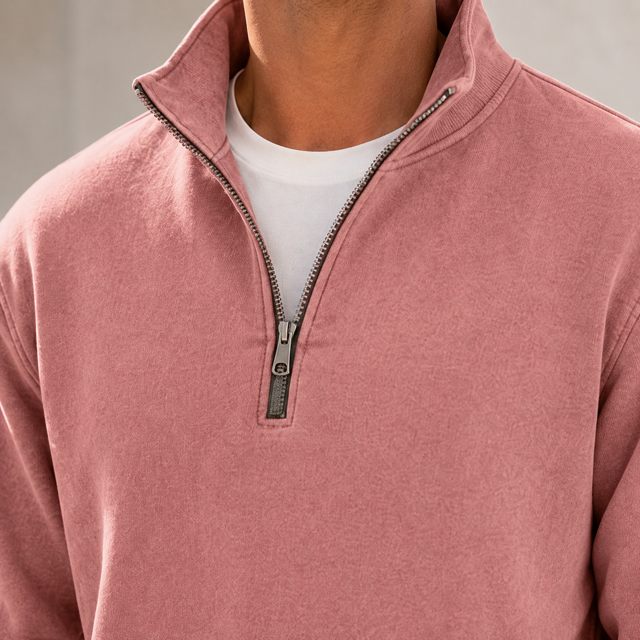Mivanity Men's Garment-Dyed Relaxed Half-Zip French Terry Pullover