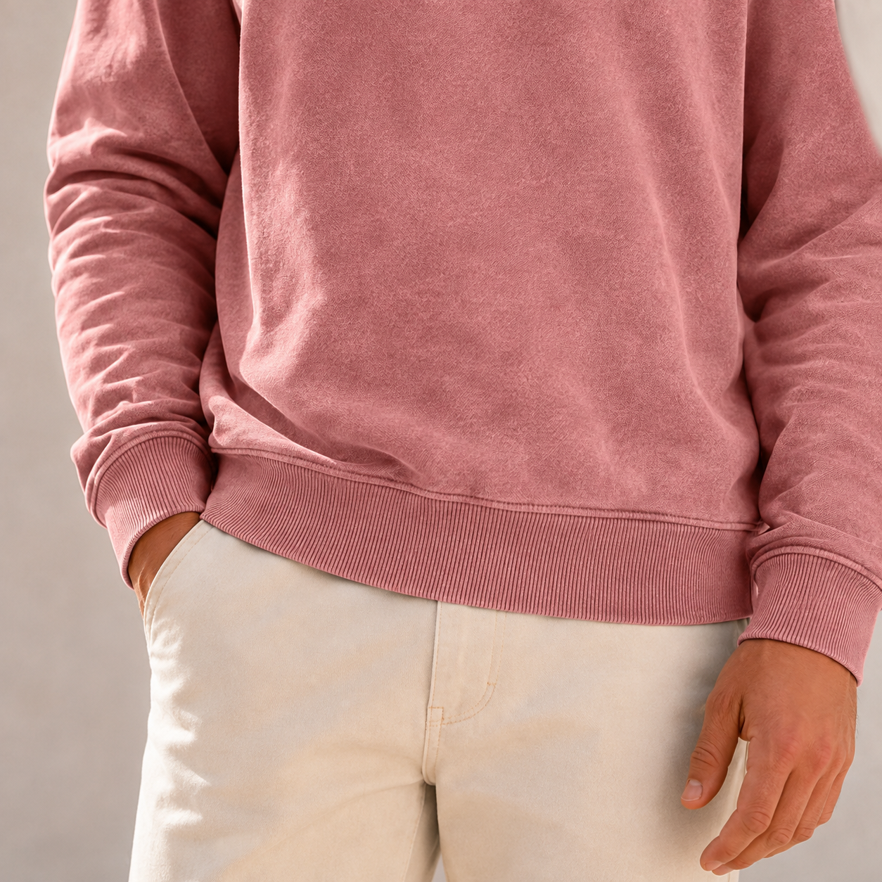 Mivanity Men's Garment-Dyed Relaxed Half-Zip French Terry Pullover