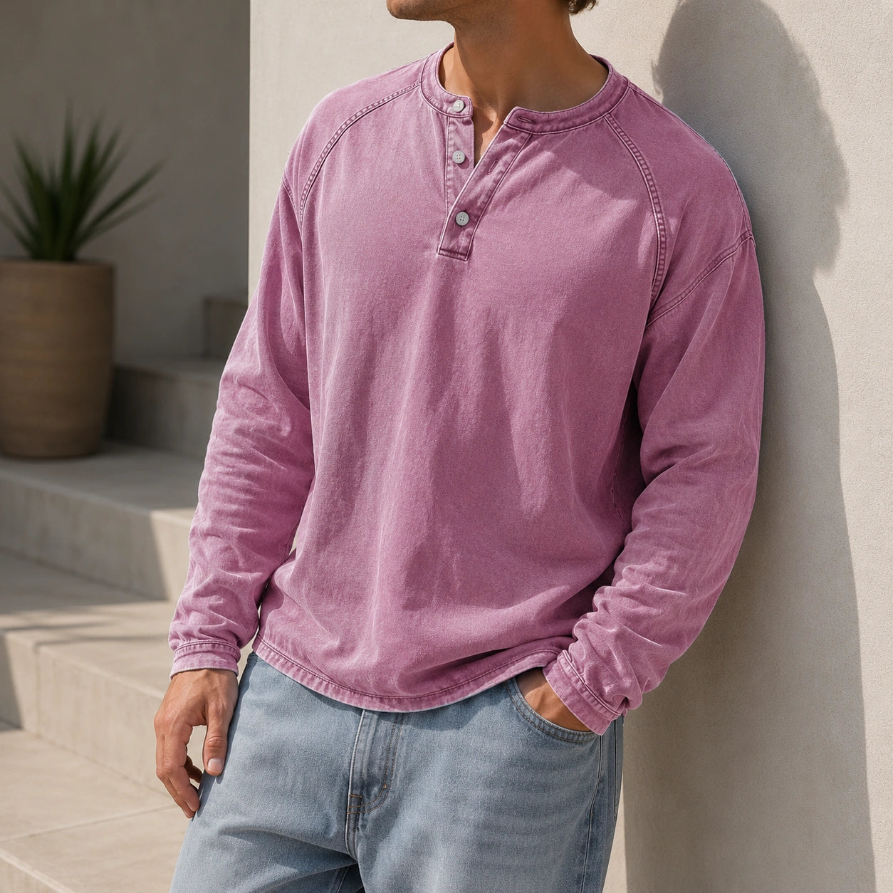Mivanity Men's Henley Long Sleeve Shirts