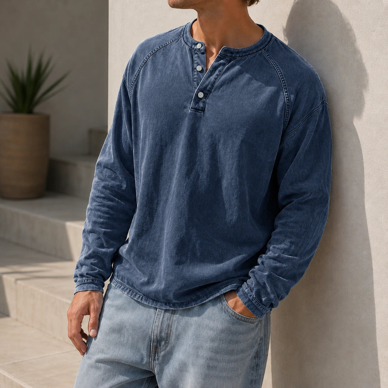 Mivanity Men's Henley Long Sleeve Shirts