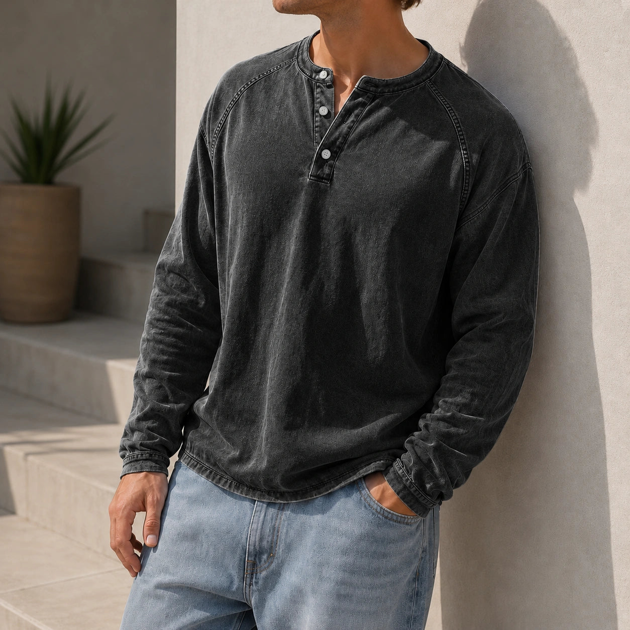 Mivanity Men's Henley Long Sleeve Shirts