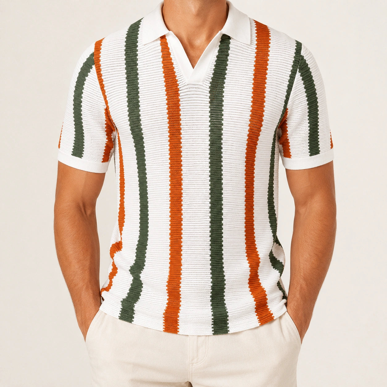 Mivanity Men's Hollow-Out Short-Sleeve Comfortable Gentleman Polos