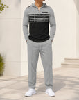 Mivanity Men's Hooded Knit Long-Sleeve Top Jogger Pants 2-Piece Sets