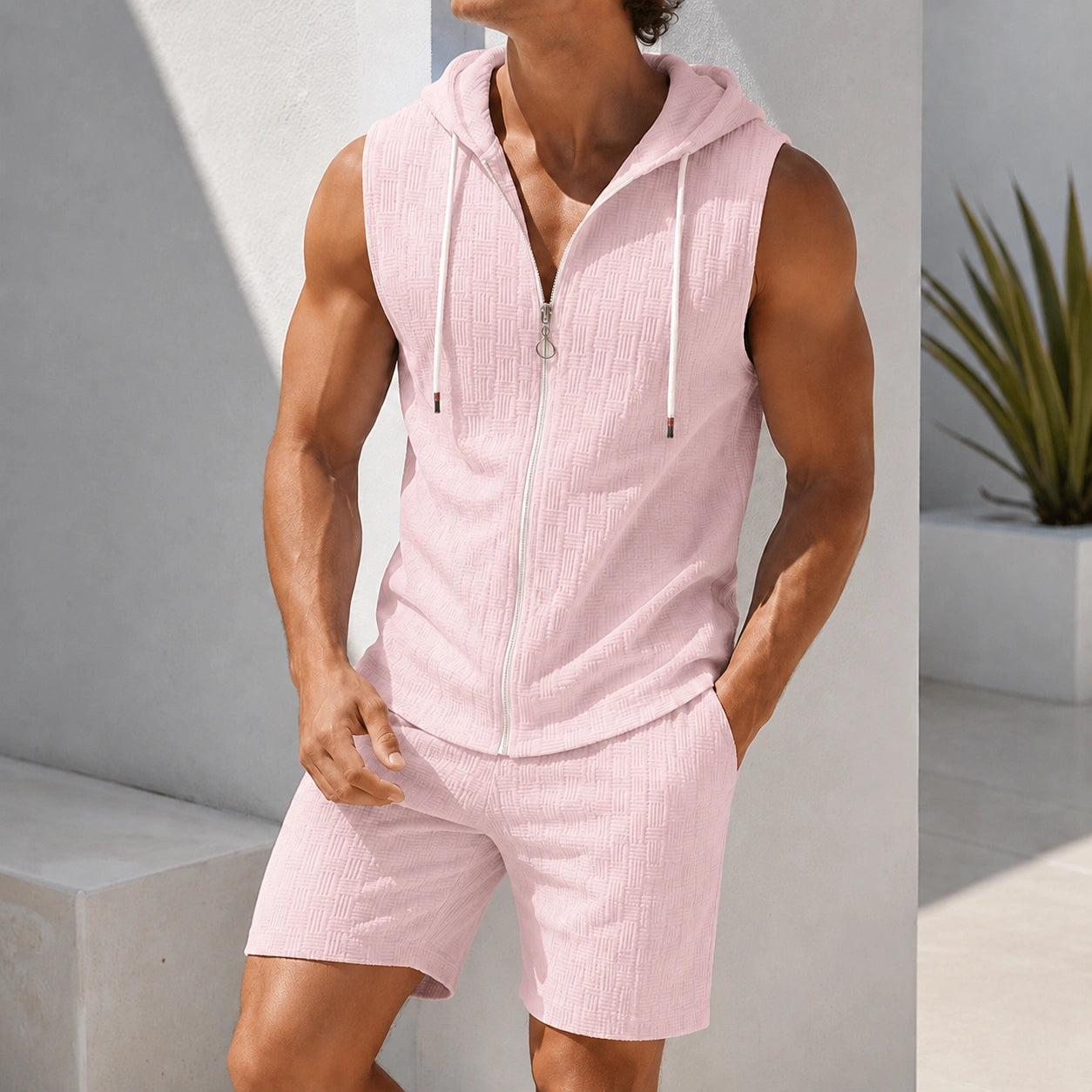 Mivanity Men's Hooded Sleeveless Top Shorts Sets