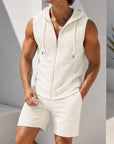 Mivanity Men's Hooded Sleeveless Top Shorts Sets