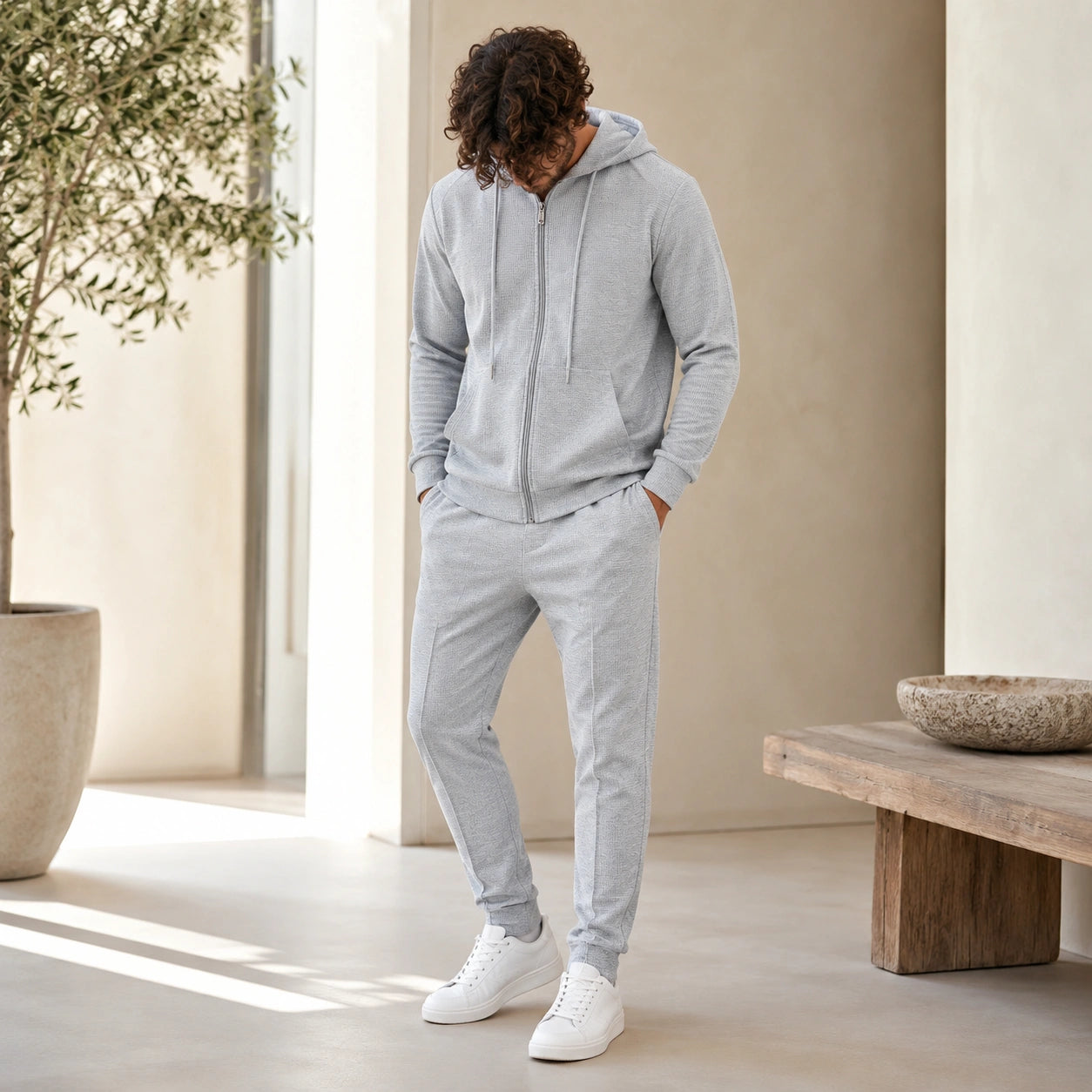Mivanity Men's Hooded Sweatshirt Jogger Pants 2-Piece Spring Sets