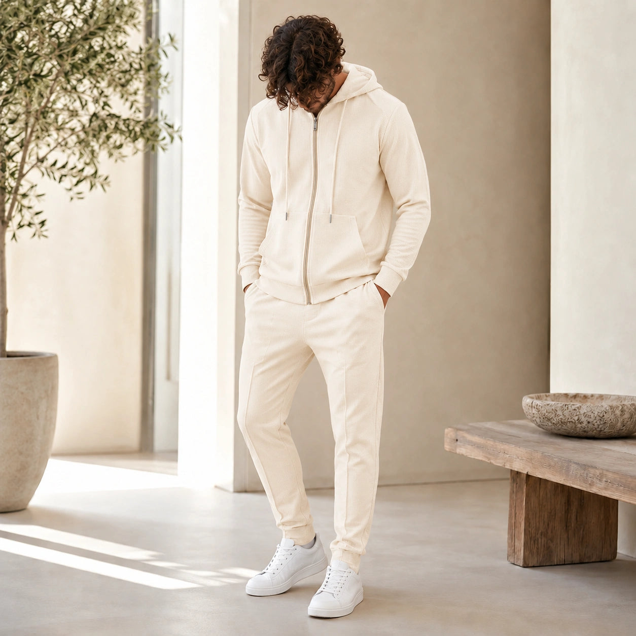 Mivanity Men's Hooded Sweatshirt Jogger Pants 2-Piece Spring Sets