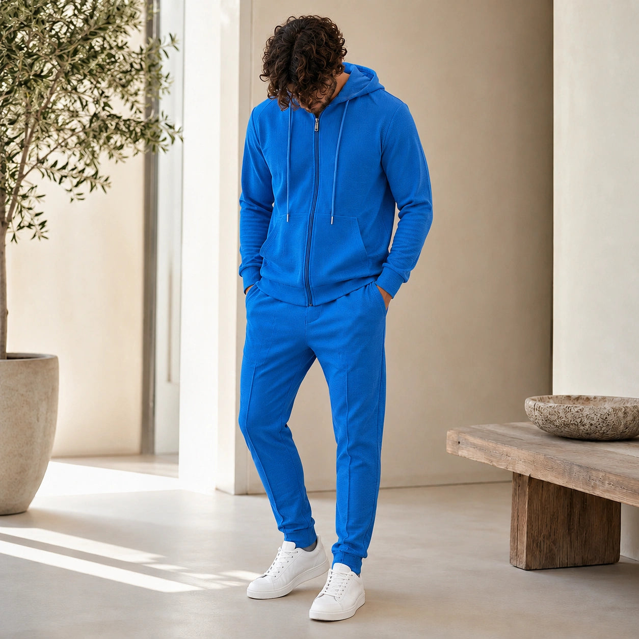 Mivanity Men's Hooded Sweatshirt Jogger Pants 2-Piece Spring Sets
