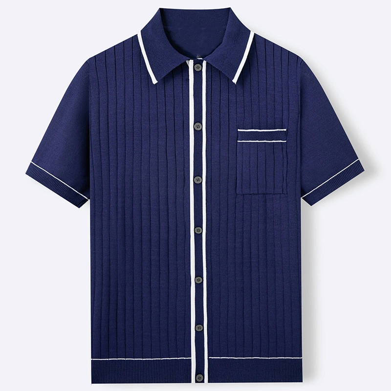 Mivanity Men's Jacquard Knit Polo Shirts