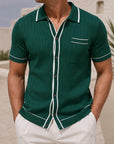 Mivanity Men's Jacquard Knit Polo Shirts