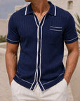 Mivanity Men's Jacquard Knit Polo Shirts