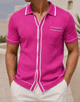 Mivanity Men's Jacquard Knit Polo Shirts