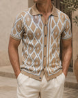 Mivanity Men's Jacquard Knit Shirts