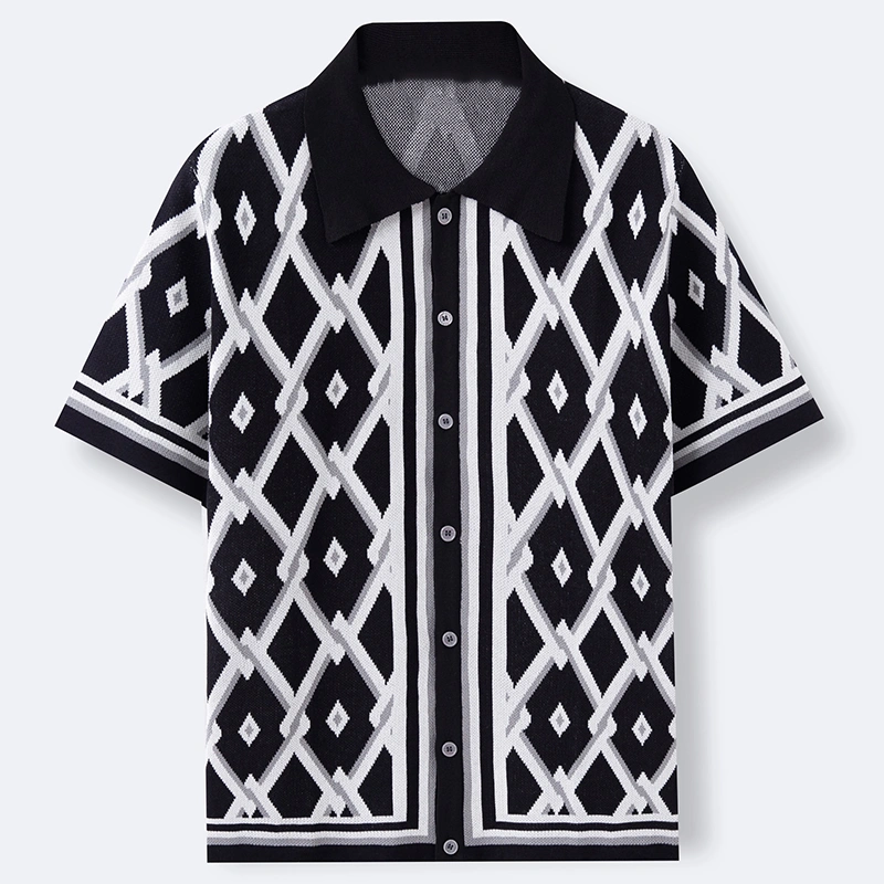 Mivanity Men's Jacquard Knit Shirts