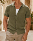 Mivanity Men's Knitted Business Casual Polo