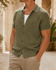 Mivanity Men's Knitted Business Casual Polo