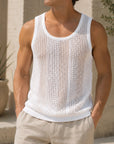 Mivanity Men's Knitted Hollow-Out Tank Tops