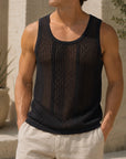 Mivanity Men's Knitted Hollow-Out Tank Tops