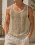 Mivanity Men's Knitted Hollow-Out Tank Tops